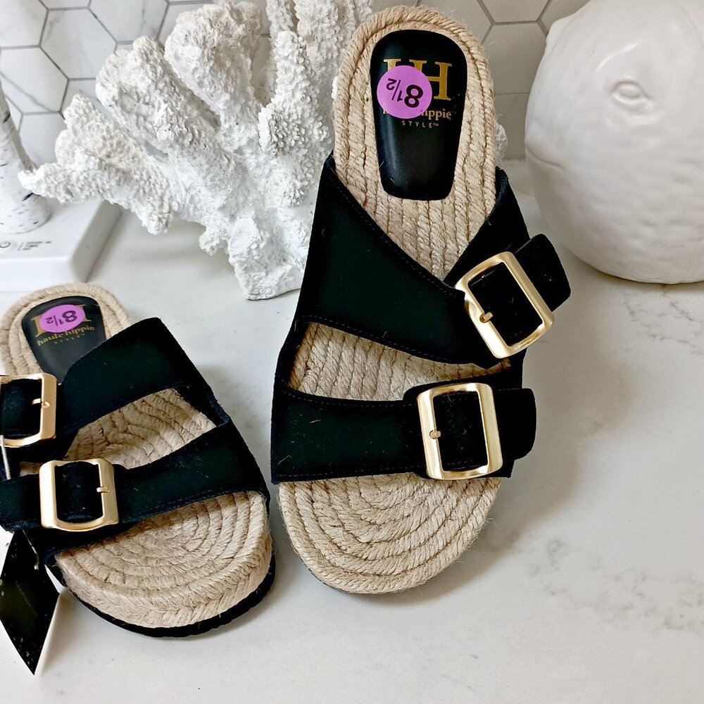 NEW! HAUTE HIPPIE BUCKLE BOHO NIKKI SUEDE SANDAL - Picture 2 of 4